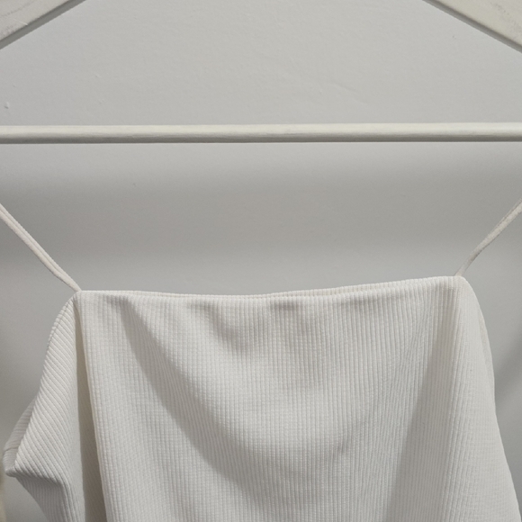 White Ribbed Spaghetti Strap Top - Picture 2 of 2